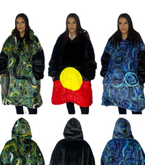 Aboriginal Flag Oversized Hooded Blanket