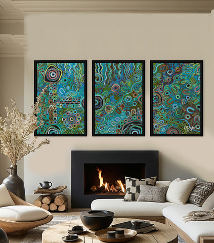 Living on Country Framed 3pc Print Set by Kelly