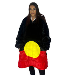 Aboriginal Flag Oversized Hooded Blanket